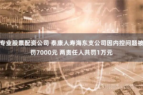 专业股票配资公司 泰康人寿海东支公司因内控问题被罚7000元 两责任人共罚1万元
