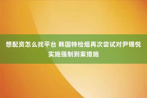 想配资怎么找平台 韩国特检组再次尝试对尹锡悦实施强制到案措施